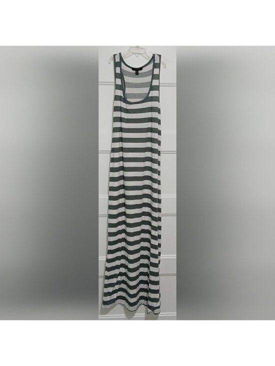 U2B Urban Basics Dresses & Skirts - U2B Striped Maxi Dress White And Gray Size Medium Sleeveless 16"x54"